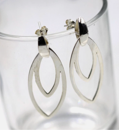 Genuine Sterling Silver 925 Teardrop Tear Drop Hook Stud Earrings