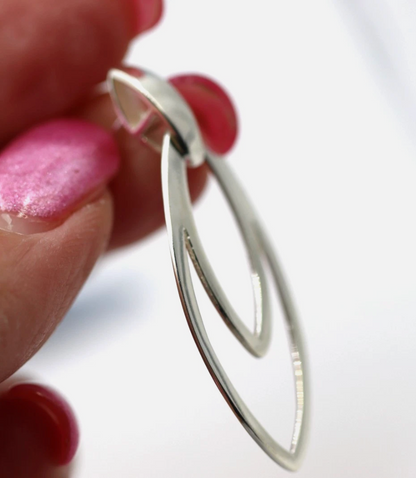 Genuine Sterling Silver 925 Teardrop Tear Drop Hook Stud Earrings