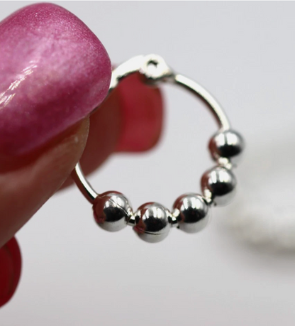 Genuine Sterling Silver 925 Small 17mm Hoop 5 Balls Hoop Earrings