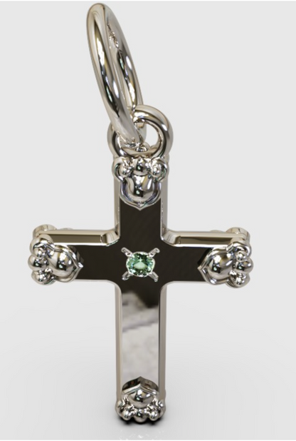 Genuine 9ct 9k 375 Yellow, Rose or White Gold Small Green Peridot Fancy Cross Tiny Pendant Charm