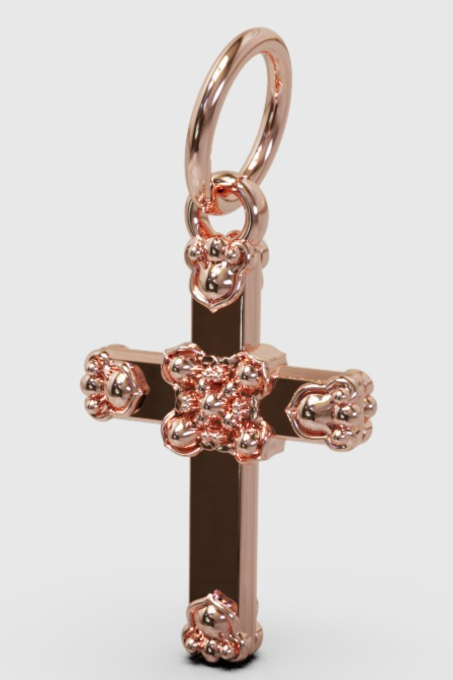 Genuine 9ct 9k Yellow, Rose or White Gold Small Fancy Cross Tiny Small Pendant / Charm