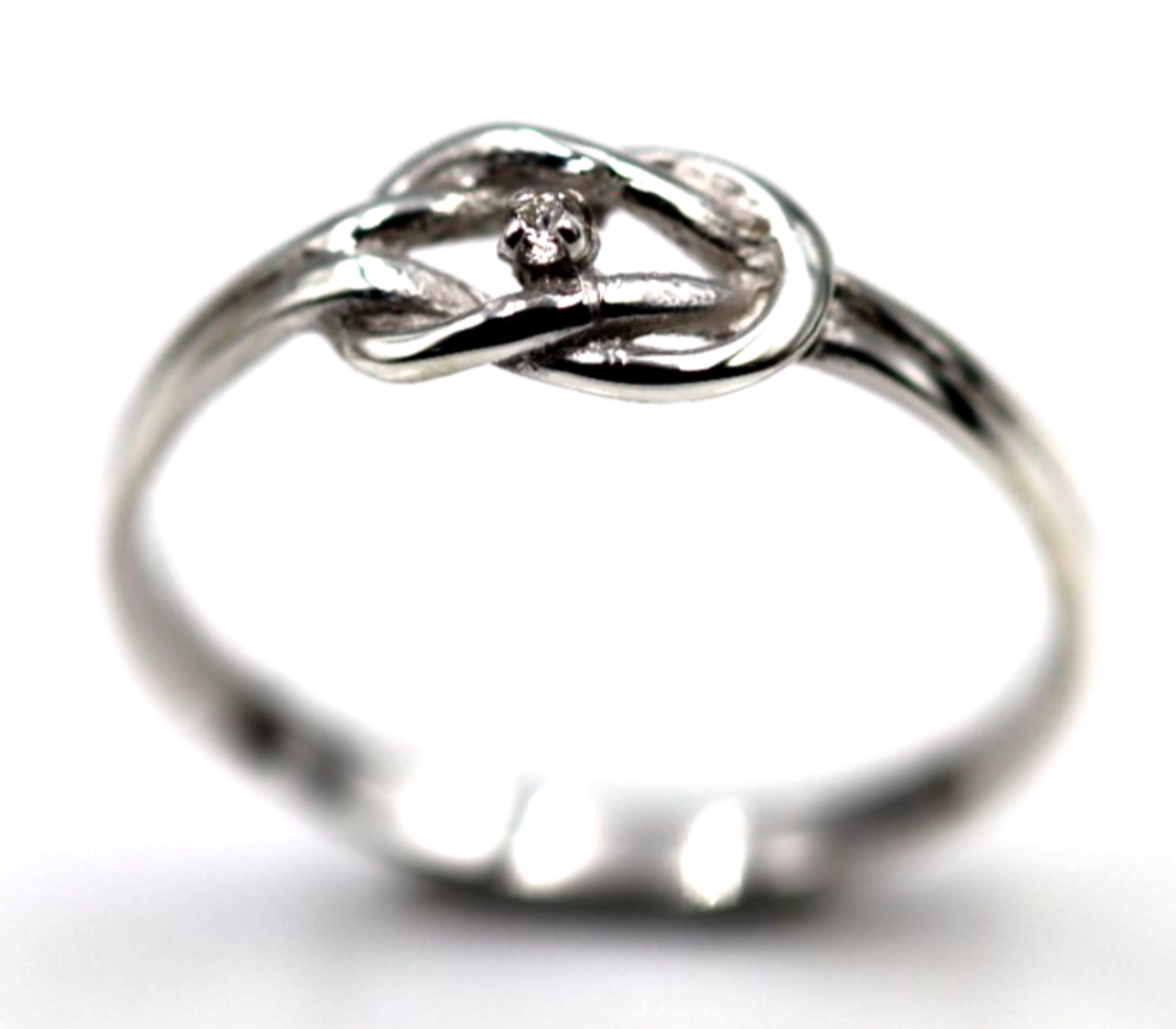 Genuine New Sterling Silver 925 Infinity Diamond Knot Ring Size N / 6.5