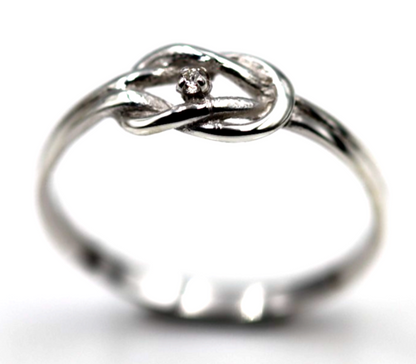 Genuine New Sterling Silver 925 Infinity Diamond Knot Ring Size N / 6.5
