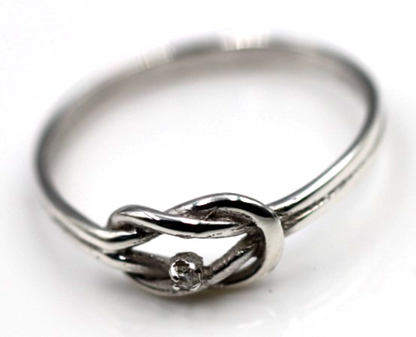 Genuine New Sterling Silver 925 Infinity Diamond Knot Ring Size N / 6.5
