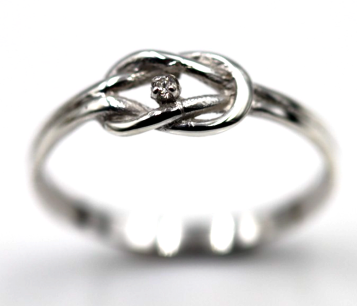 Genuine New Sterling Silver 925 Infinity Diamond Knot Ring Size N / 6.5