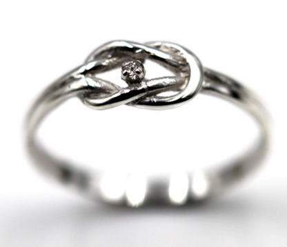Genuine New Sterling Silver 925 Infinity Diamond Knot Ring Size N / 6.5