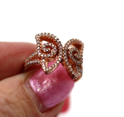 Size O Genuine Sterling Silver Rose Gold Plated 925 Butterfly Ring