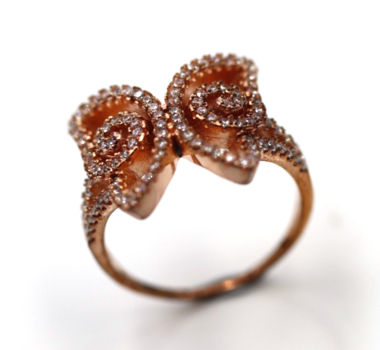 Size O Genuine Sterling Silver Rose Gold Plated 925 Butterfly Ring