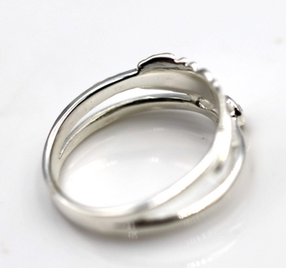 Genuine Size R Sterling Silver 925 Feather Ruby Ring