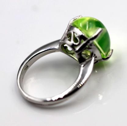 Size P Sterling Silver 925 Light Green Oval Spinel Ring