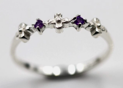 Size N Genuine Sterling Silver 925 Amethyst Delicate Cross Ring