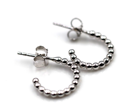 Sterling Silver 925 Small Ball Hoop Studs Earrings