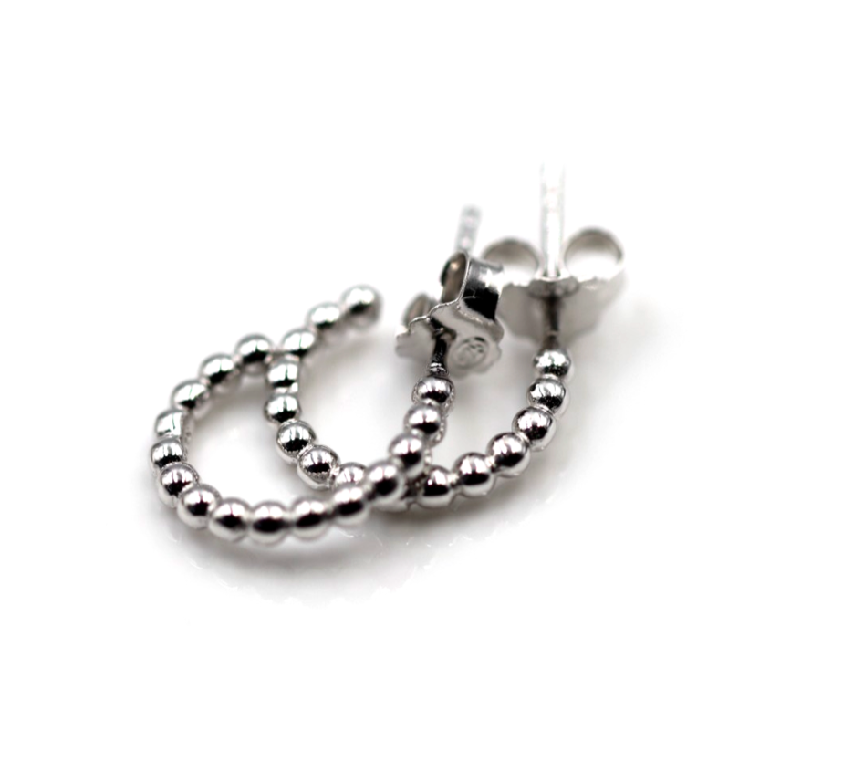 Sterling Silver 925 Small Ball Hoop Studs Earrings