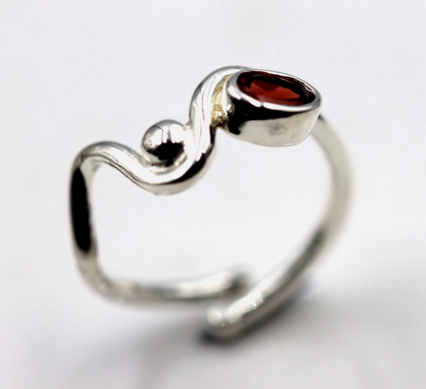 Size O Sterling Silver 925 Oval Garnet Bezel Set Fancy Ring