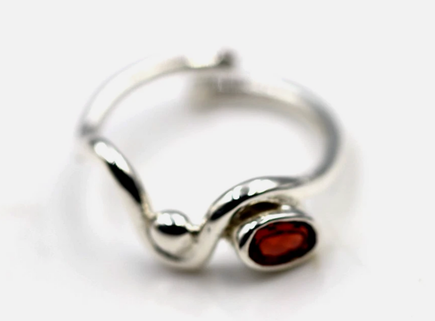Size O Sterling Silver 925 Oval Garnet Bezel Set Fancy Ring