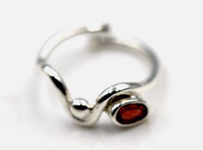 Size O Sterling Silver 925 Oval Garnet Bezel Set Fancy Ring
