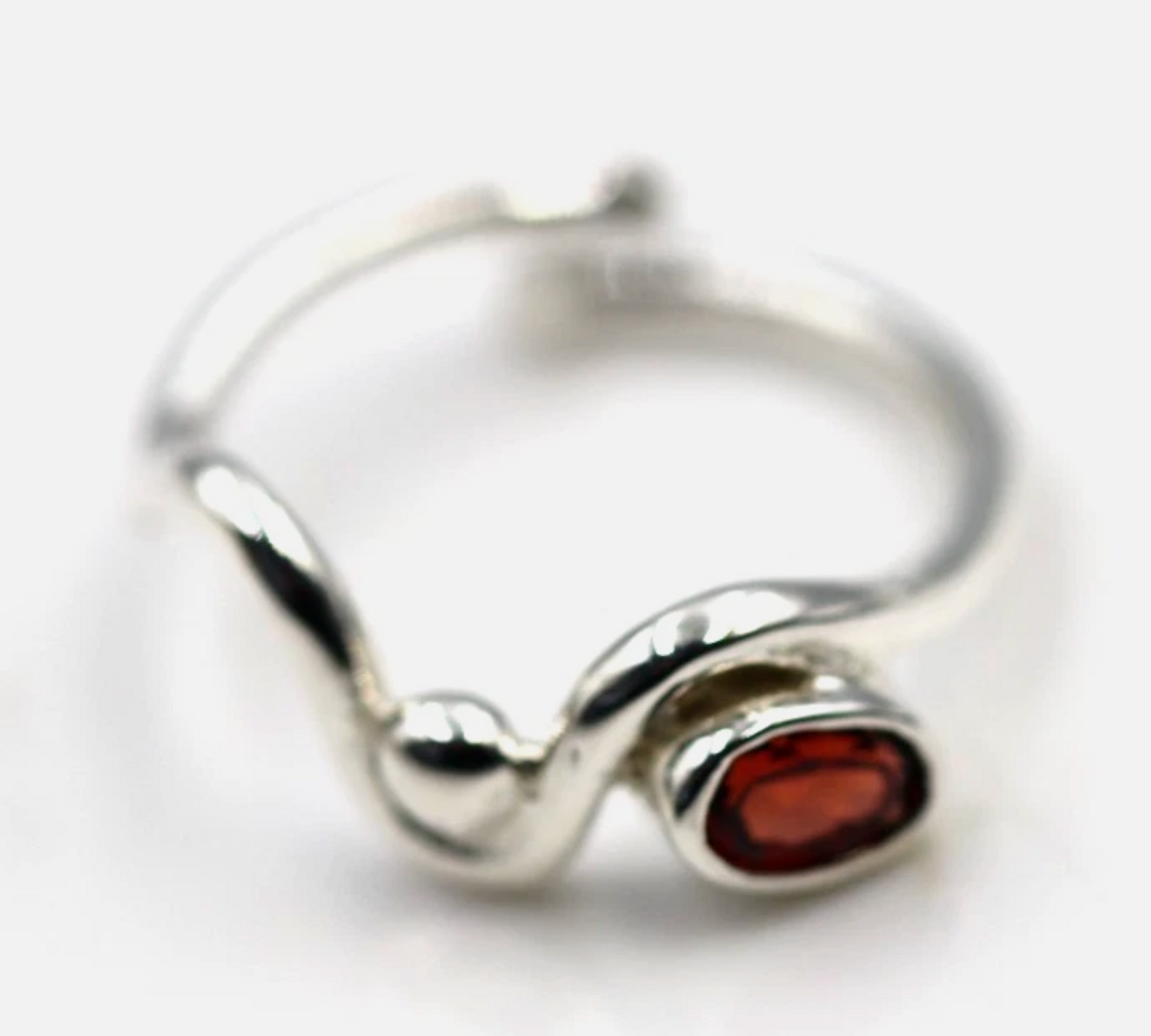 Size O Sterling Silver 925 Oval Garnet Bezel Set Fancy Ring