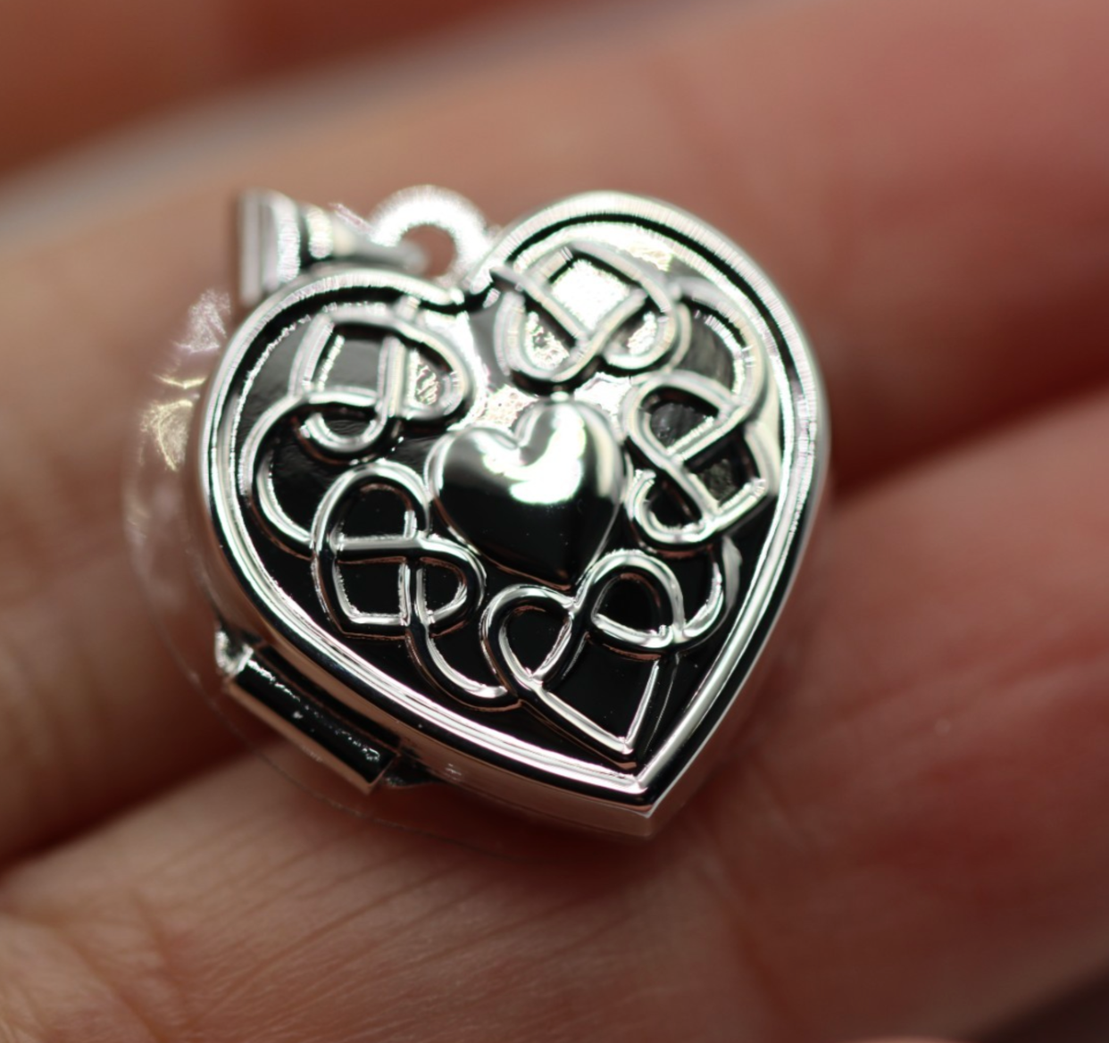 Sterling Silver 925 Heart Celtic Design 2 Photo Heart Locket Pendant