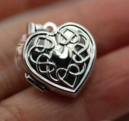Sterling Silver 925 Heart Celtic Design 2 Photo Heart Locket Pendant