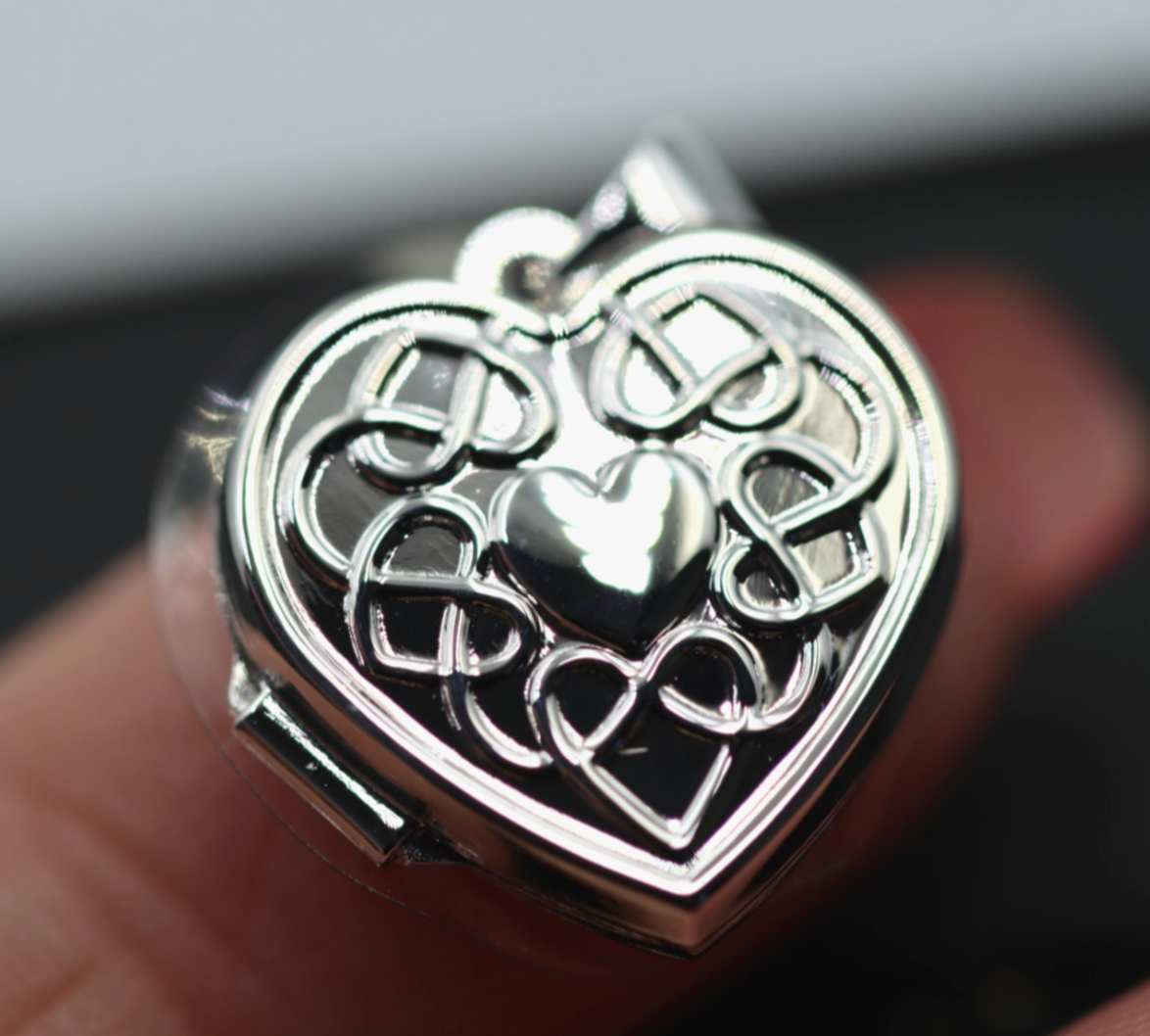 Sterling Silver 925 Heart Celtic Design 2 Photo Heart Locket Pendant
