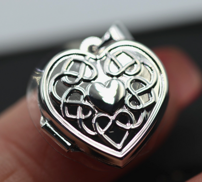 Sterling Silver 925 Heart Celtic Design 2 Photo Heart Locket Pendant