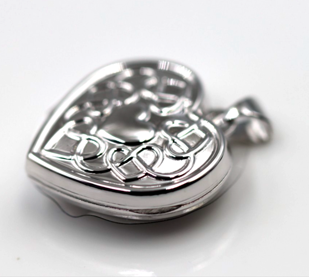Sterling Silver 925 Heart Celtic Design 2 Photo Heart Locket Pendant