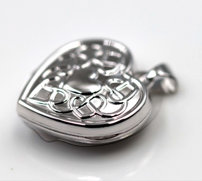 Sterling Silver 925 Heart Celtic Design 2 Photo Heart Locket Pendant