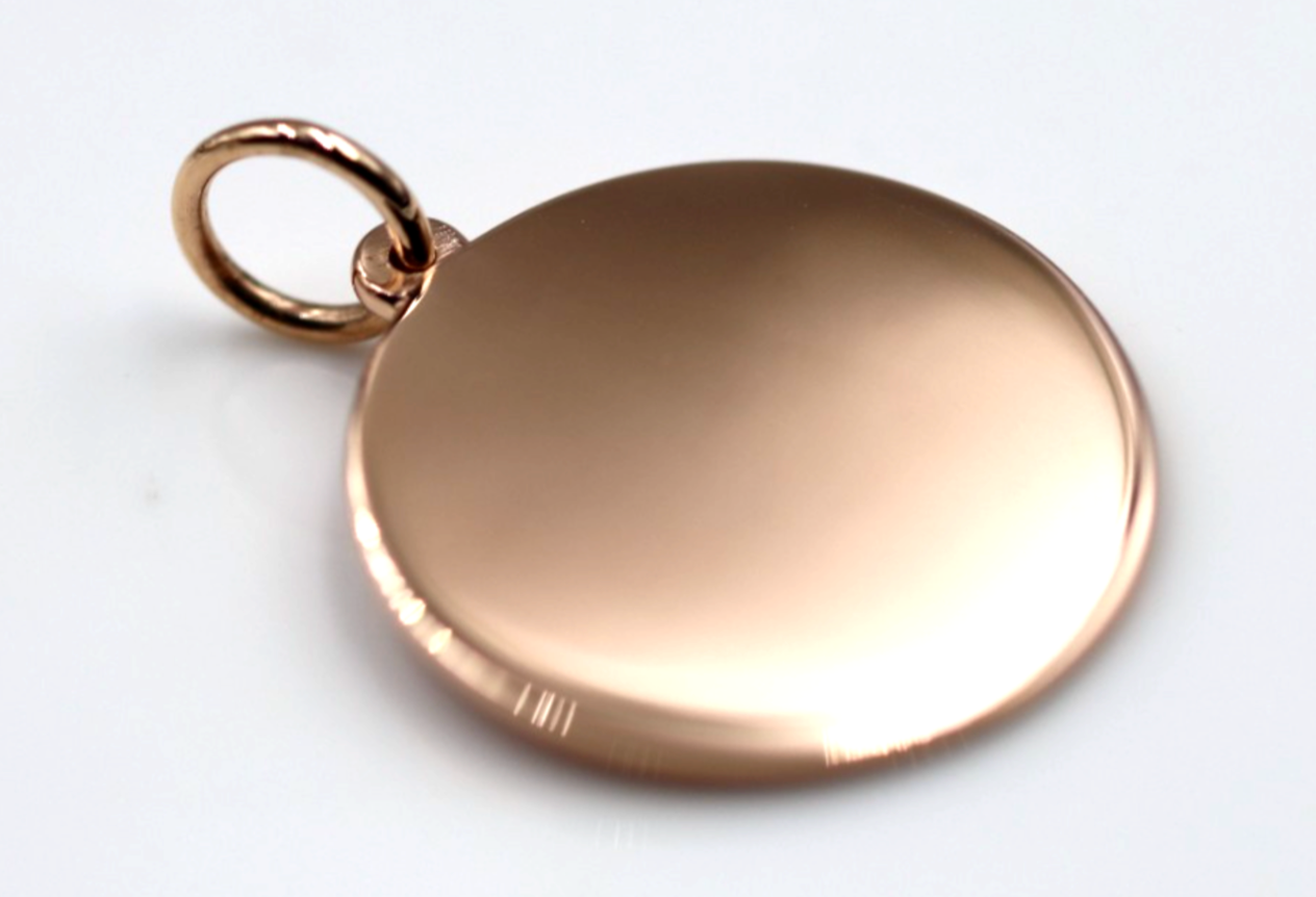 Genuine 9ct 9k Solid Yellow, Rose or White Gold 20mm Disc Round Circle Pendant