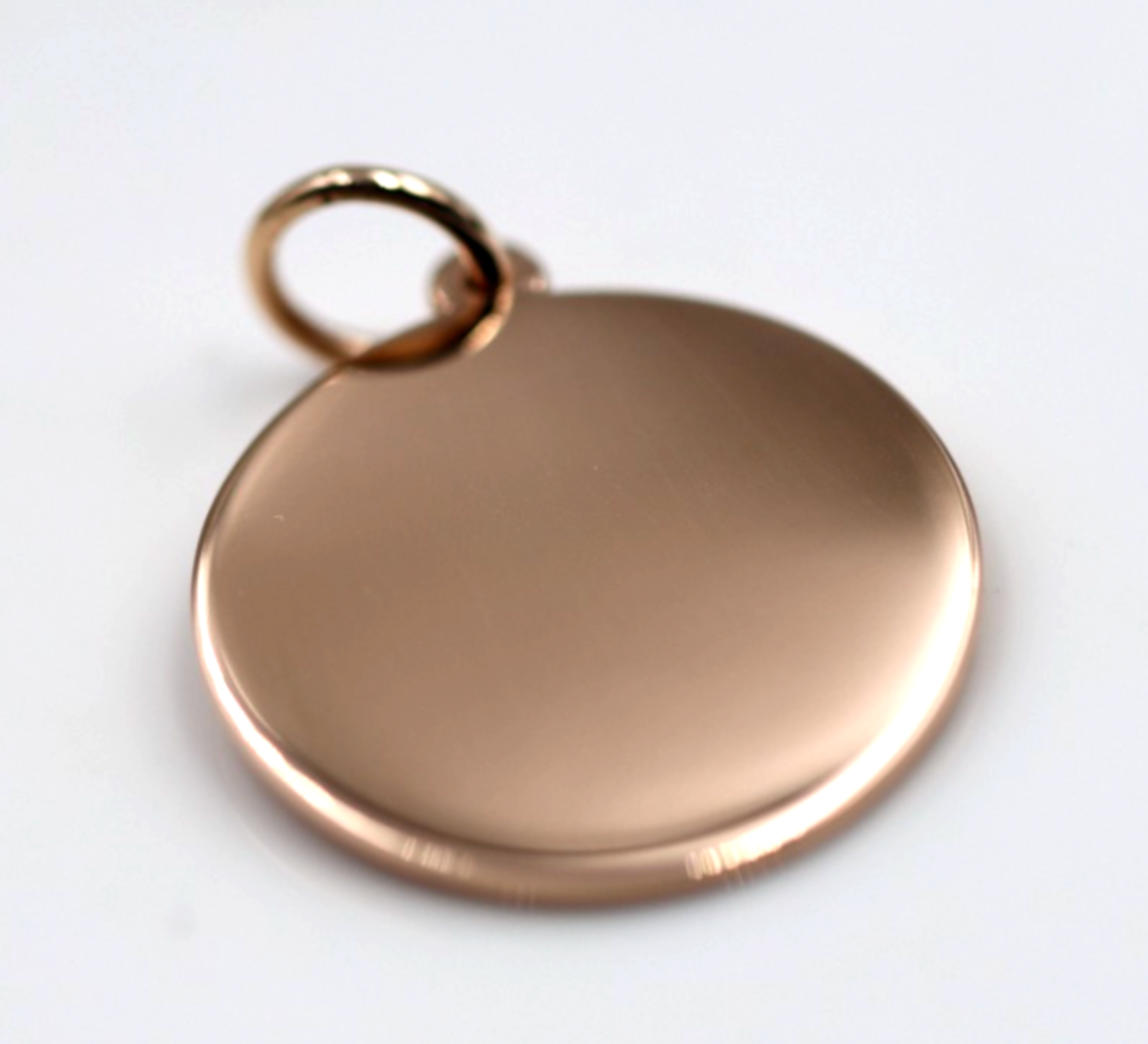 Genuine 9ct 9k Solid Yellow, Rose or White Gold 20mm Disc Round Circle Pendant