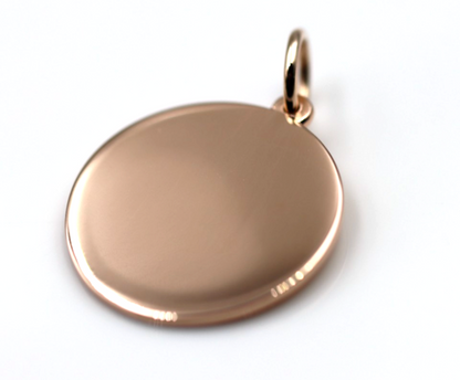 Genuine 9ct 9k Solid Yellow, Rose or White Gold 20mm Disc Round Circle Pendant