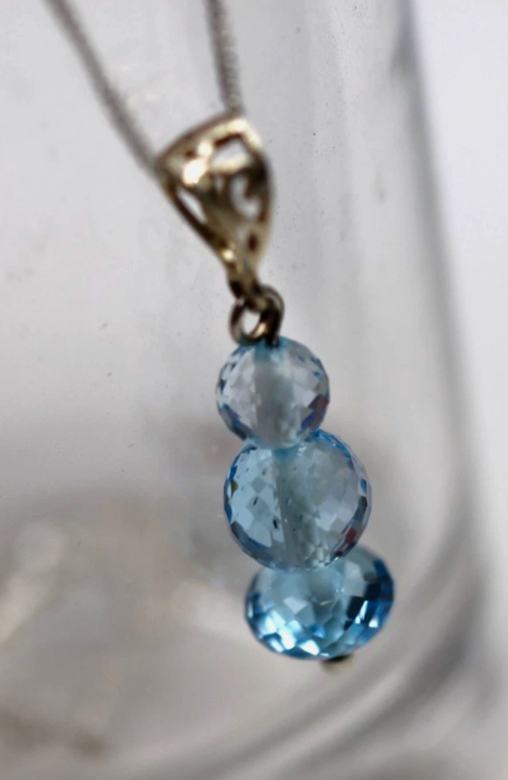 Sterling Silver 925 Plain Topaz Crystals Ball Pendant & Chain Necklace