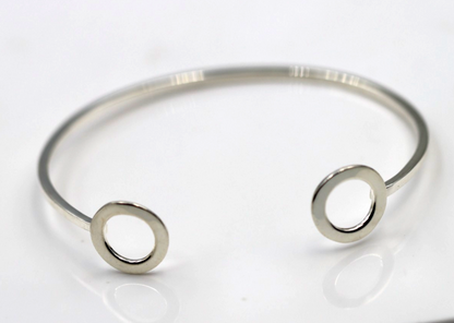 Solid Sterling Silver 925 1.8mm Wide Open Circle Bangle 60mm Oval