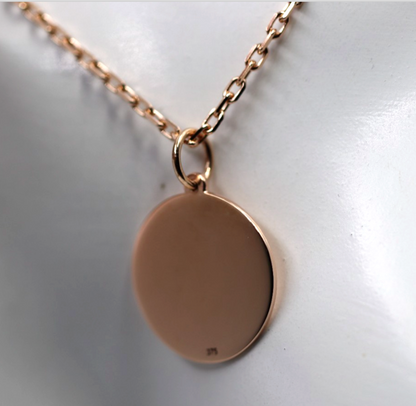 Genuine 9ct 9k Rose Gold Anchor Chain Necklace 50cm + Pendant 20mm Disc Pendant