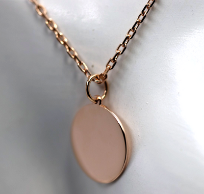 Genuine 9ct 9k Rose Gold Anchor Chain Necklace 50cm + Pendant 20mm Disc Pendant