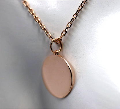 Genuine 9ct 9k Rose Gold Anchor Chain Necklace 50cm + Pendant 20mm Disc Pendant