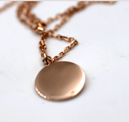 Genuine 9ct 9k Rose Gold Anchor Chain Necklace 50cm + Pendant 20mm Disc Pendant