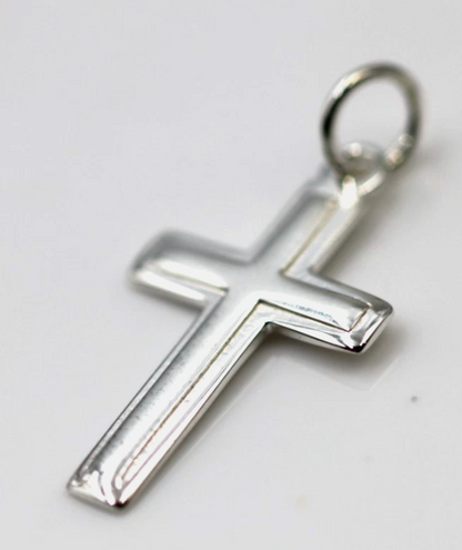 Genuine Sterling Silver 925 Solid Cross Pendant 23mm x 13mm