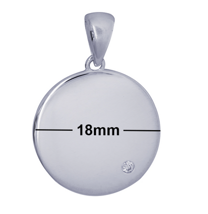 Genuine Sterling Silver 925 18mm Heart Engraving Shape Charm / Pendant With Cubic Zirconia