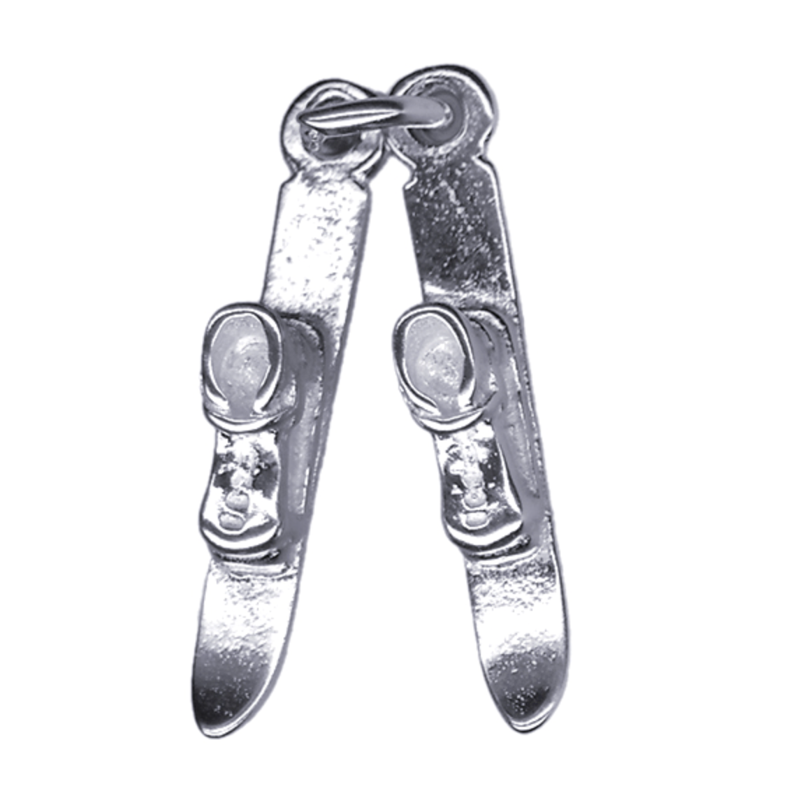 Genuine Sterling Silver 925 Pair Snow Skis Charm / Pendant