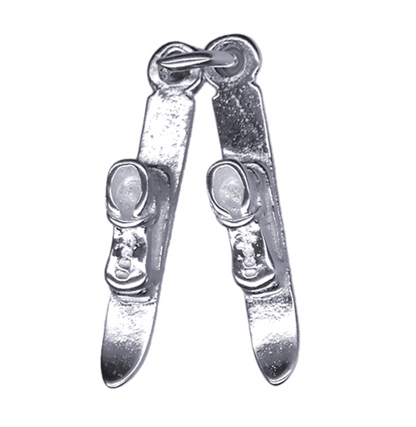 Genuine Sterling Silver 925 Pair Snow Skis Charm / Pendant