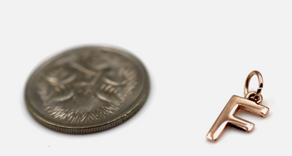 Genuine 9ct 9kt 375 Genuine 9mm Yellow, Rose or White Gold Initial Pendant Charm F