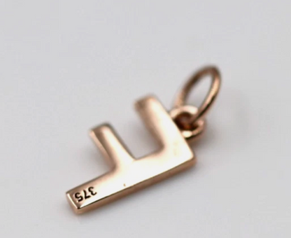 Genuine 9ct 9kt 375 Genuine 9mm Yellow, Rose or White Gold Initial Pendant Charm F