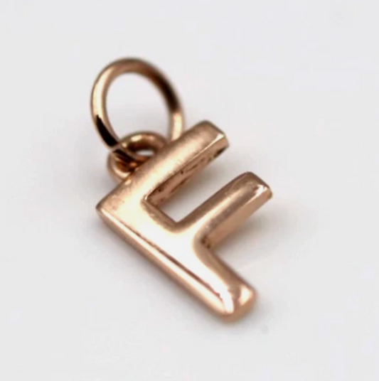 Genuine 9ct 9kt 375 Genuine 9mm Yellow, Rose or White Gold Initial Pendant Charm F