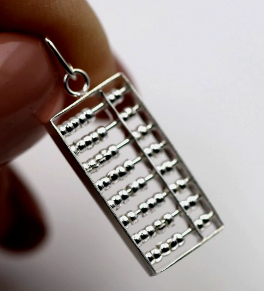 Genuine Sterling Silver 925 Abacus with Moving Beads Charm Pendant