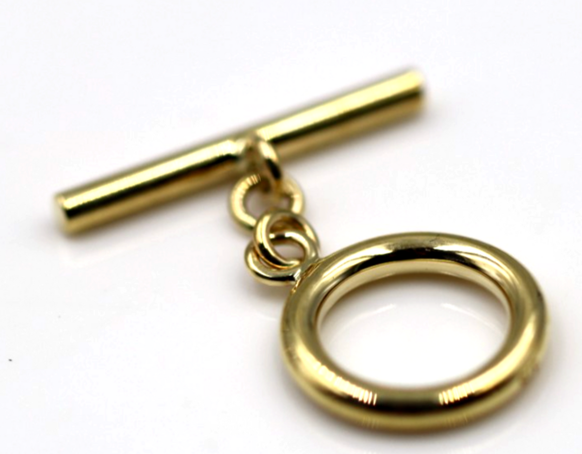 Drawstring Toggle Gold Genuine 9ct Yellow Gold 375 T-bar Toggle Set with Chain Polished ...