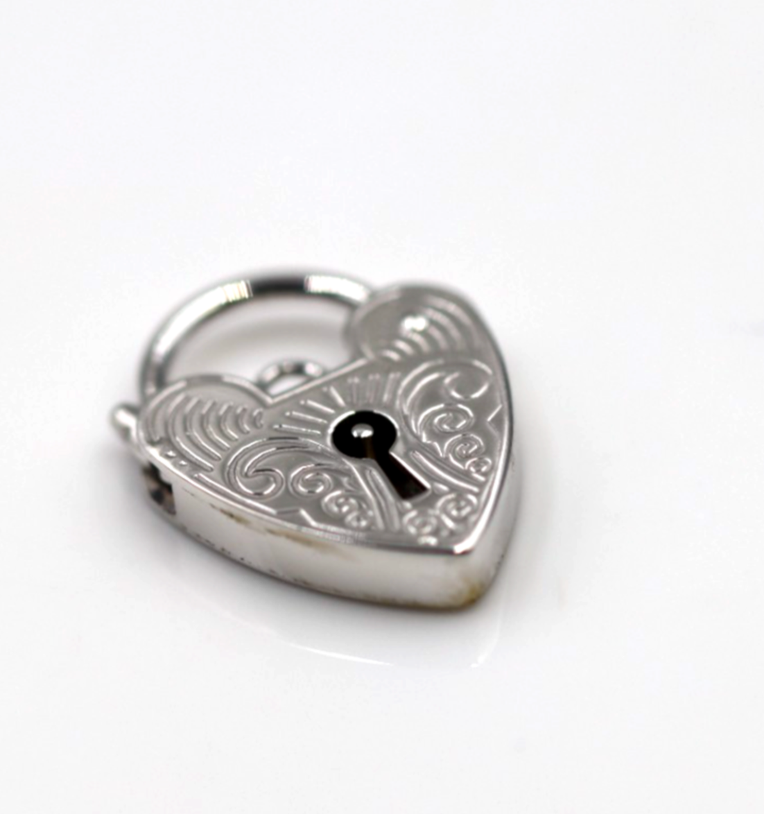 Genuine 11.5mm Sterling Silver 925 Filigree Heart Pendant Padlock