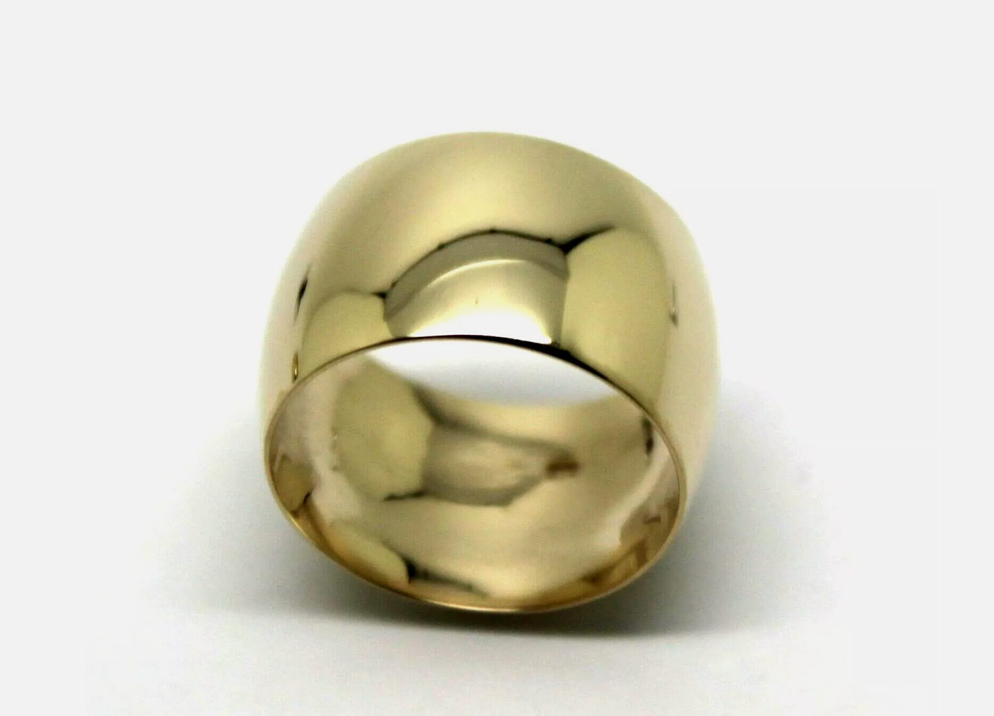 Genuine Solid 9ct 375 Yellow Gold Full Solid 10mm Wide Barrel Band Ring Size N