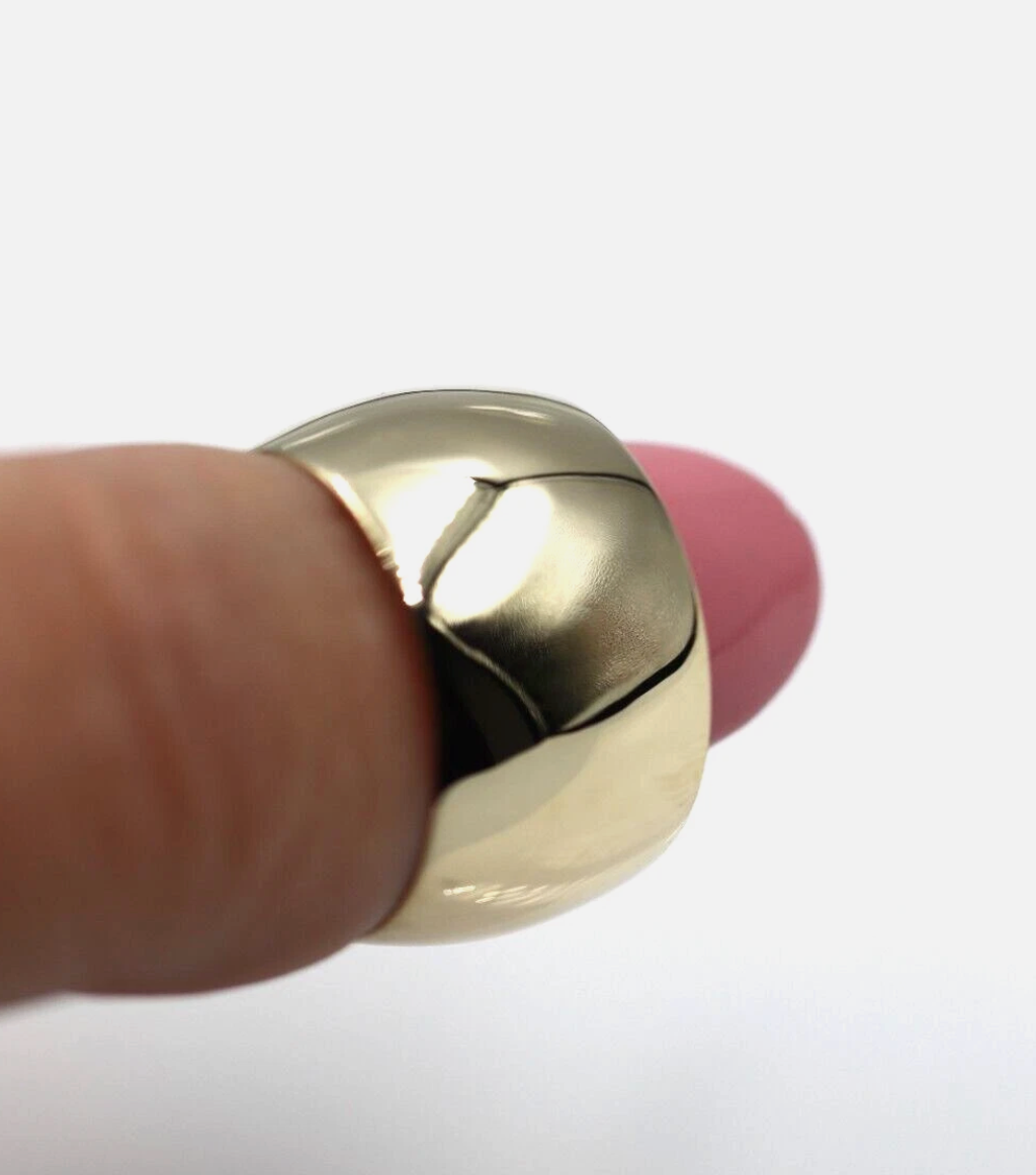 Genuine Solid 9ct 375 Yellow Gold Full Solid 10mm Wide Barrel Band Ring Size N