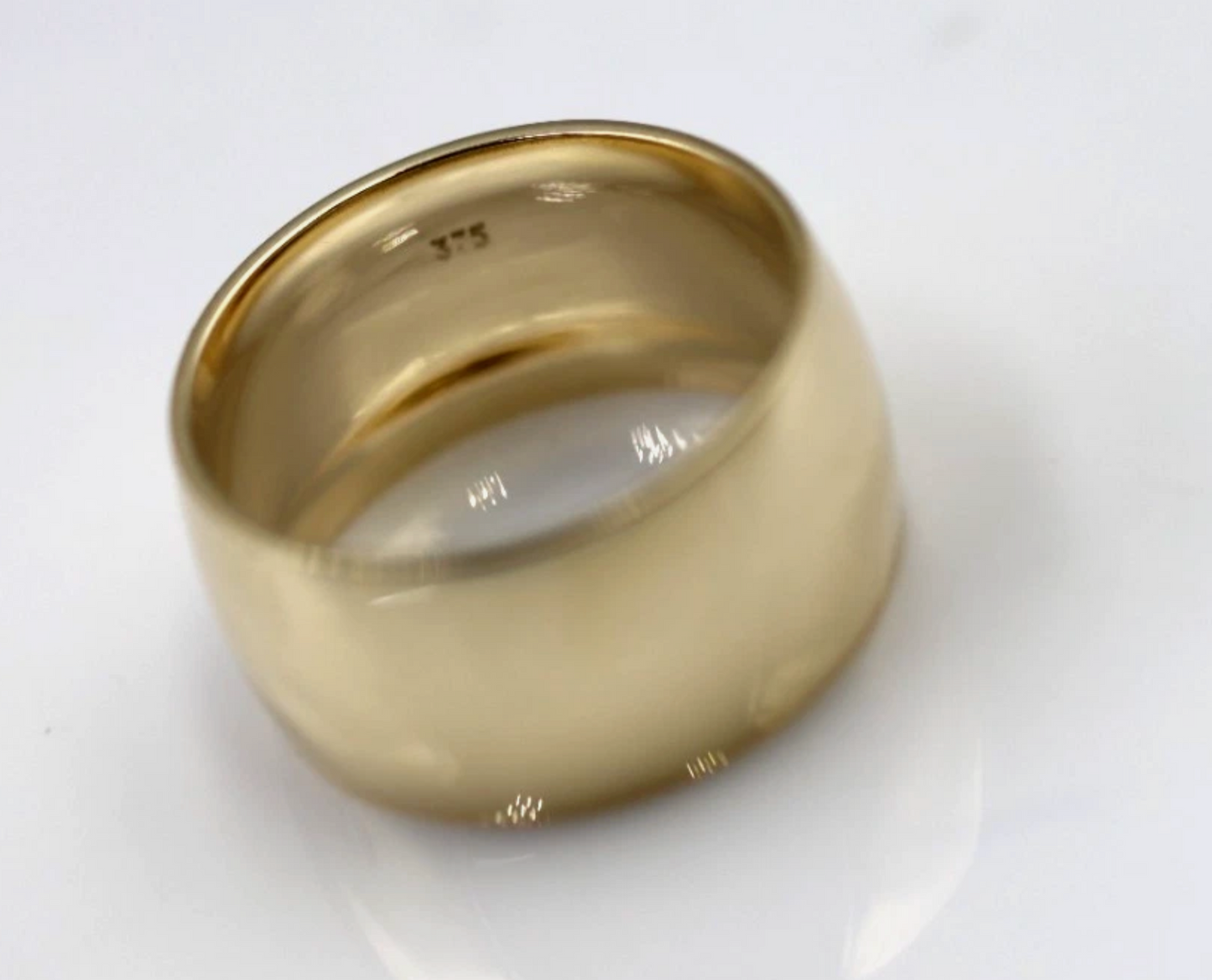 Genuine Solid 9ct 375 Yellow Gold Full Solid 10mm Wide Barrel Band Ring Size N