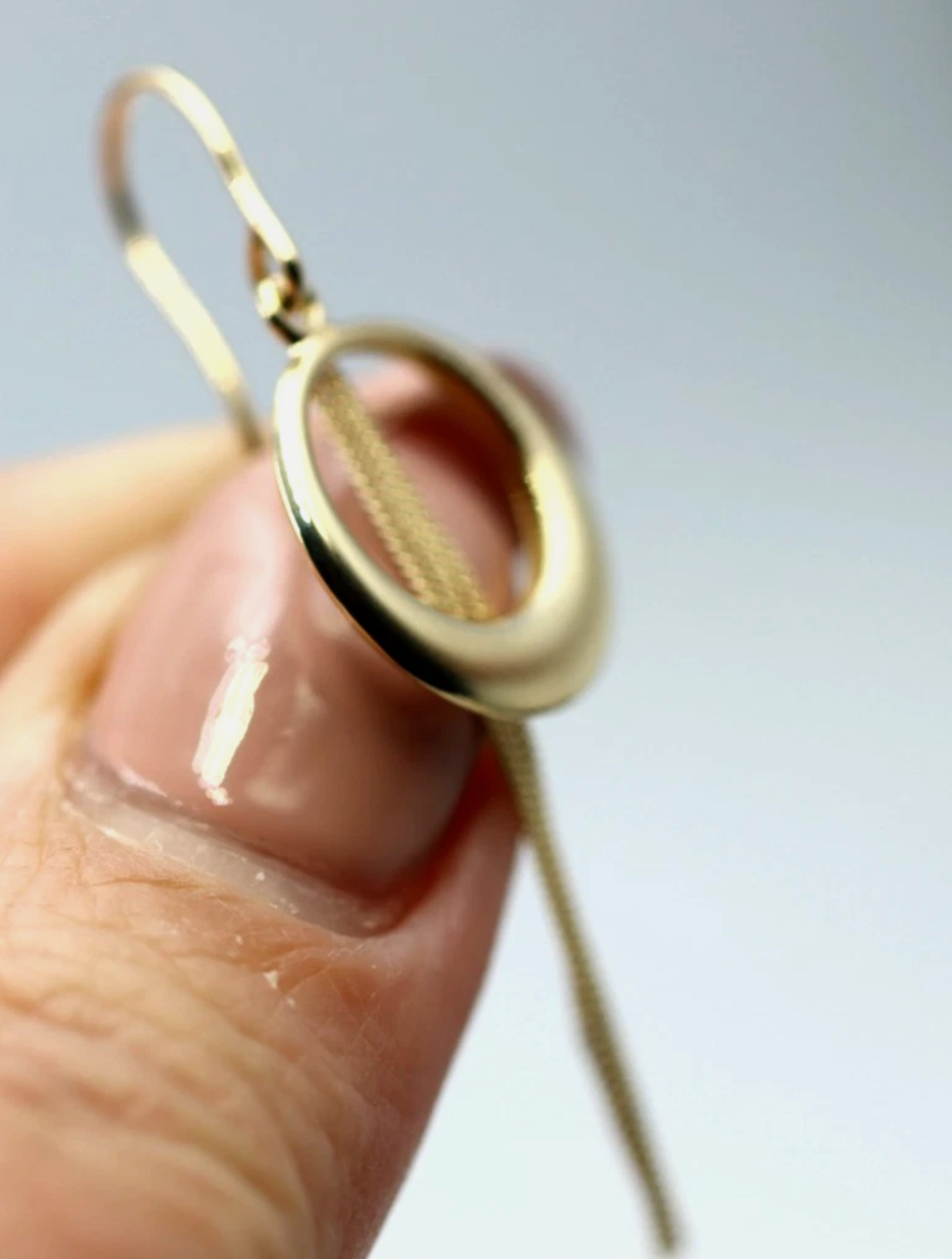 Genuine 9ct 9k 375 Yellow Gold Graduated Open Circle with Chain Drops Earrings